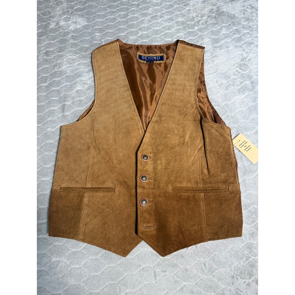 Wilsons Beyond Leather Suede Vest Mens Small Tan Brown Y2K Streetwear Deadstock